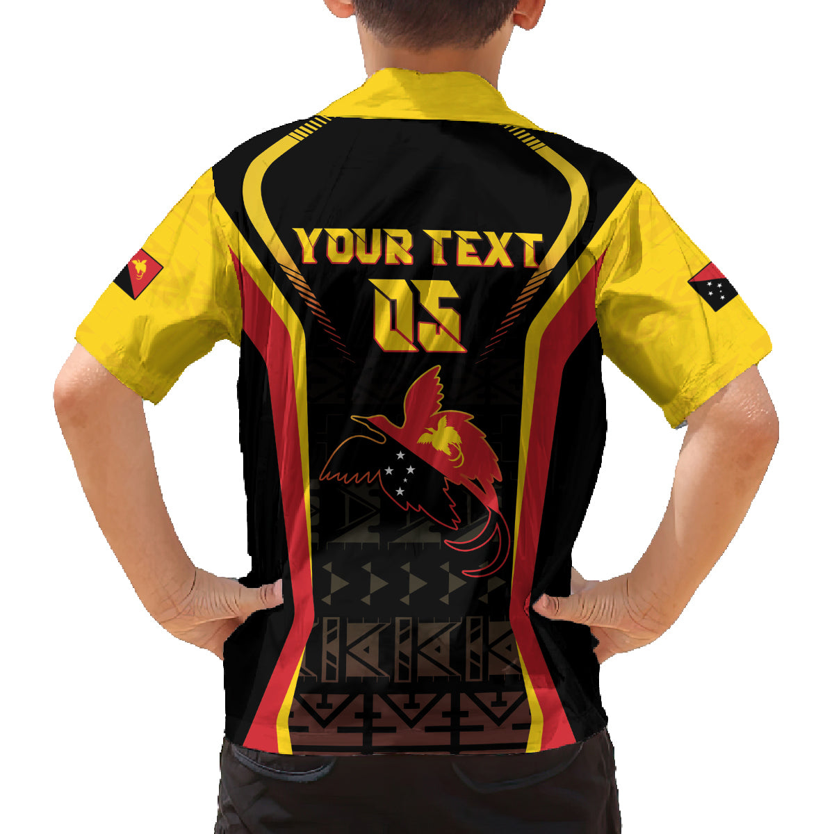 Custom Papua New Guinea Cricket Family Matching Off Shoulder Short Dress and Hawaiian Shirt 2024 World Cup