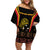 Custom Papua New Guinea Cricket Family Matching Off Shoulder Short Dress and Hawaiian Shirt 2024 World Cup