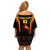 Custom Papua New Guinea Cricket Family Matching Off Shoulder Short Dress and Hawaiian Shirt 2024 World Cup