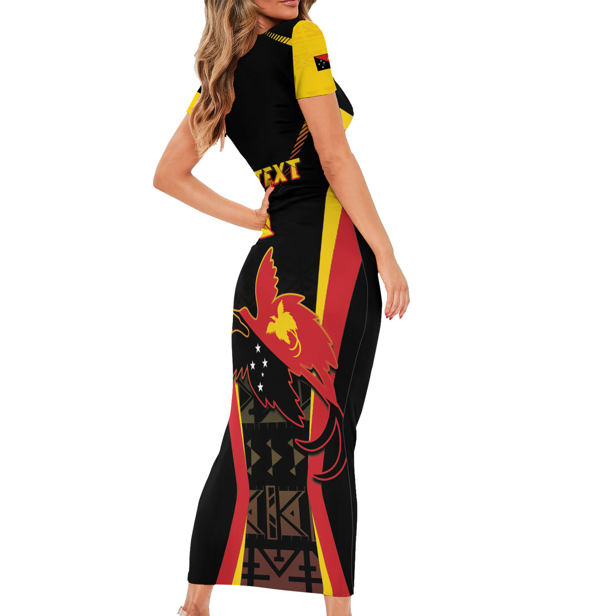Custom Papua New Guinea Cricket Family Matching Short Sleeve Bodycon Dress and Hawaiian Shirt 2024 World Cup