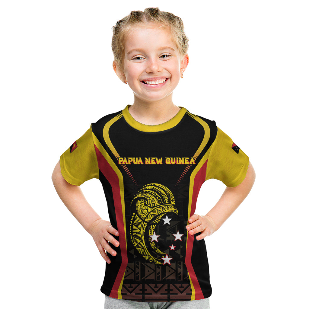 Custom Papua New Guinea Cricket Kid T Shirt 2024 World Cup LT05 Black - Polynesian Pride