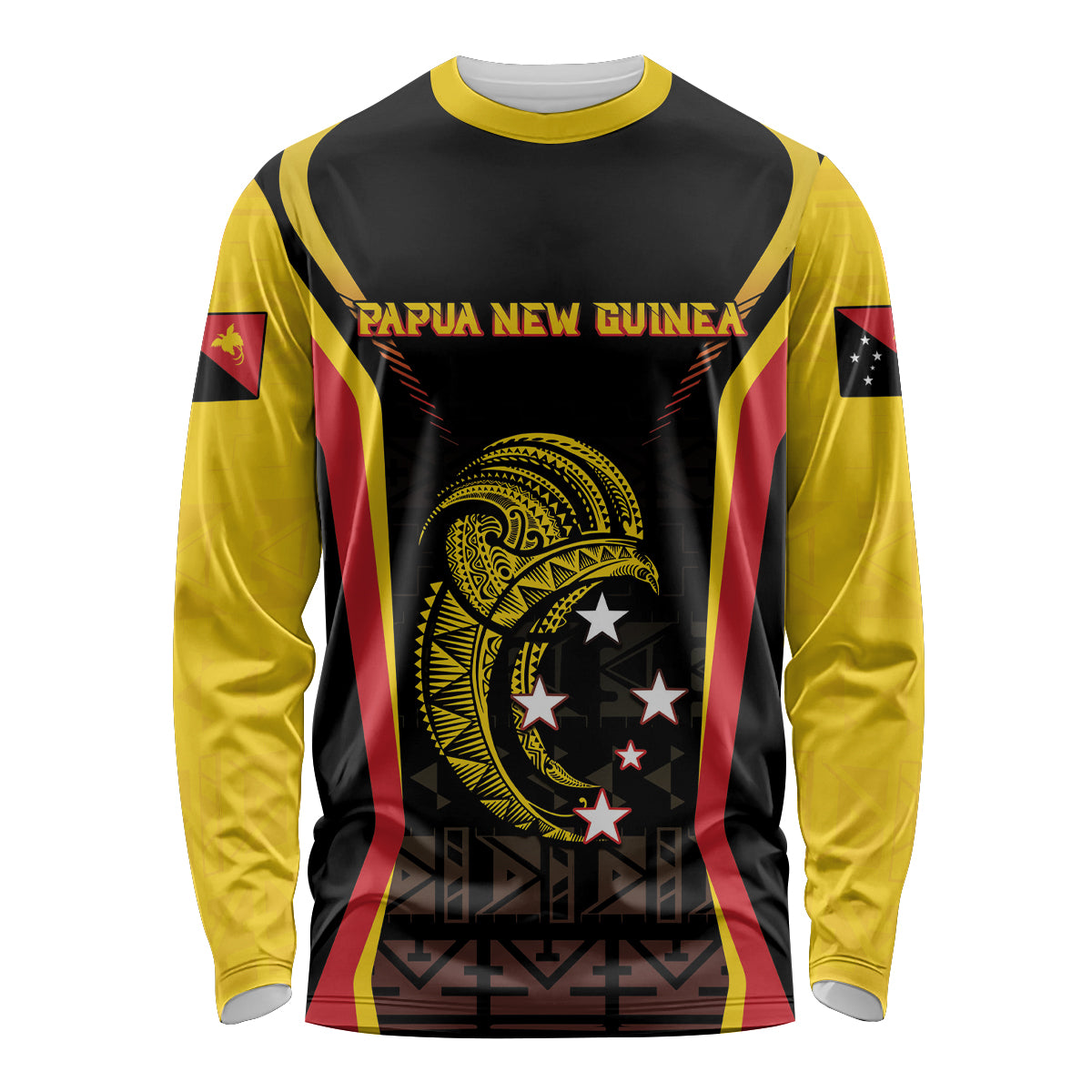 Custom Papua New Guinea Cricket Long Sleeve Shirt 2024 World Cup LT05 Unisex Black - Polynesian Pride