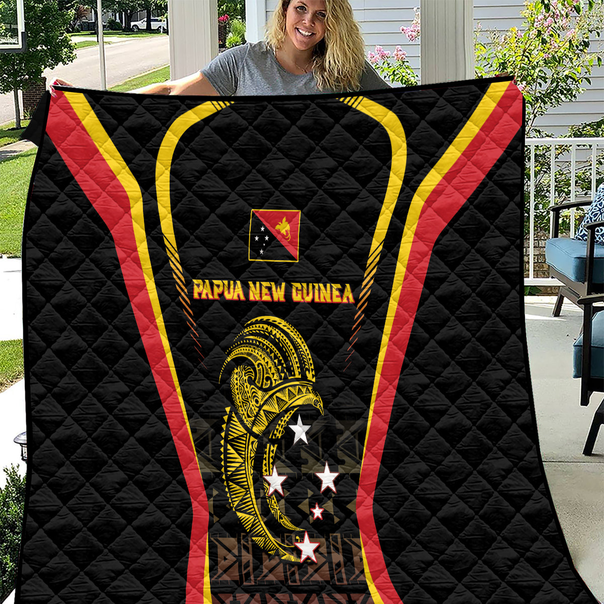 Papua New Guinea Cricket Quilt 2024 World Cup LT05 Black - Polynesian Pride