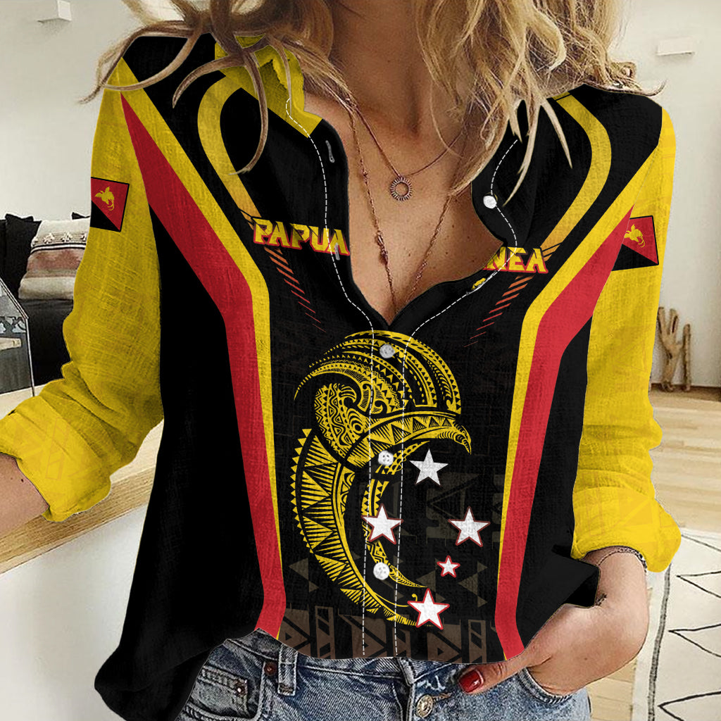 Custom Papua New Guinea Cricket Women Casual Shirt 2024 World Cup LT05 Female Black - Polynesian Pride