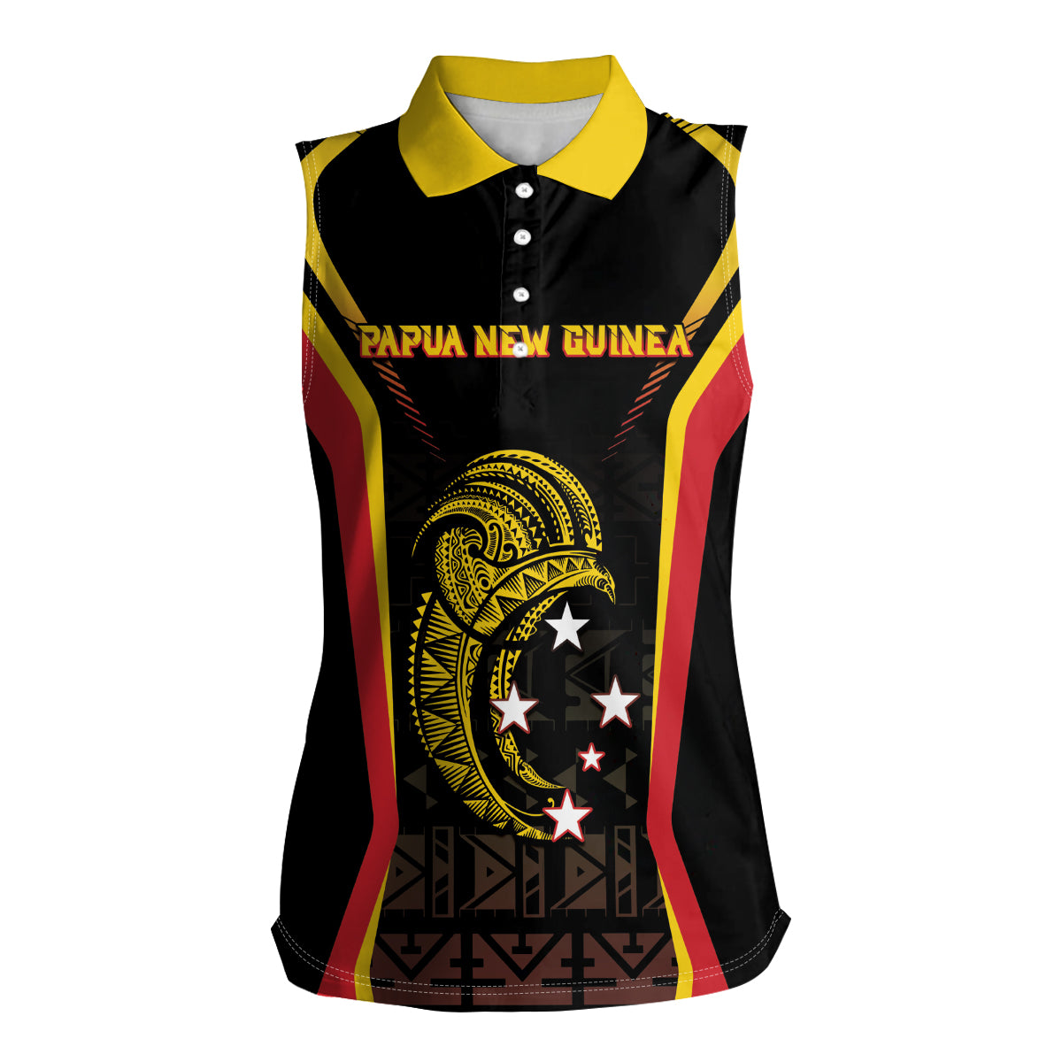 Custom Papua New Guinea Cricket Women Sleeveless Polo Shirt 2024 World Cup LT05 Female Black - Polynesian Pride