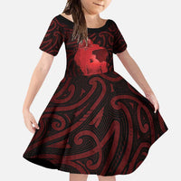 Aotearoa Mana Wahine Family Matching Long Sleeve Bodycon Dress and Hawaiian Shirt The Spiritual Power Of Women LT05 Daughter's Dress Red - Polynesian Pride