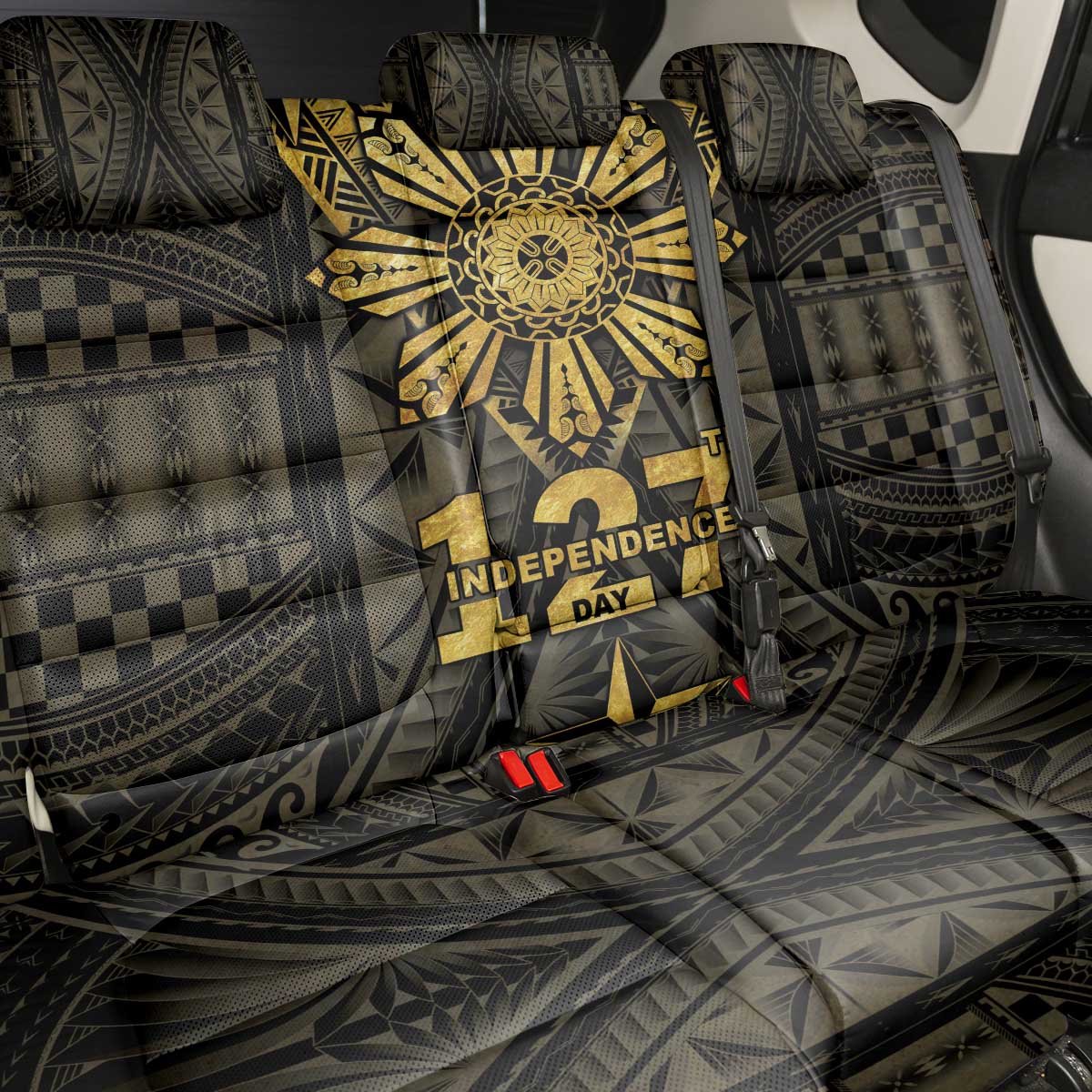 Philippines Independence Day Back Car Seat Cover Filipinos Sun Star Tribal