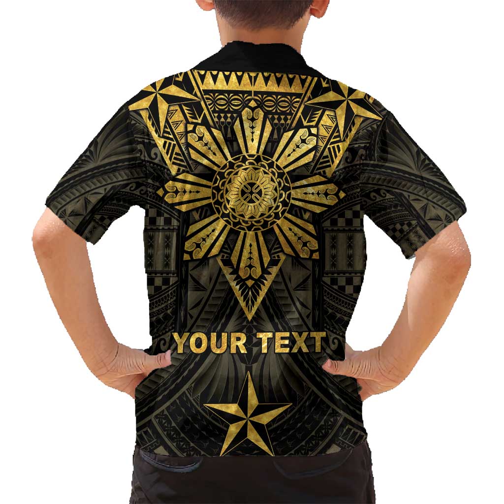 Personalised Philippines Independence Day Family Matching Off Shoulder Short Dress and Hawaiian Shirt Filipinos Sun Star Tribal