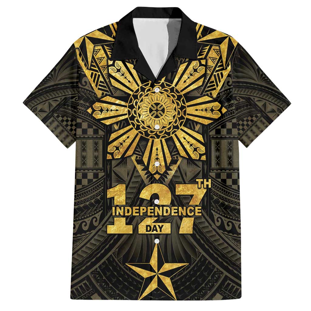 Personalised Philippines Independence Day Hawaiian Shirt Filipinos Sun Star Tribal LT05 Gold - Polynesian Pride