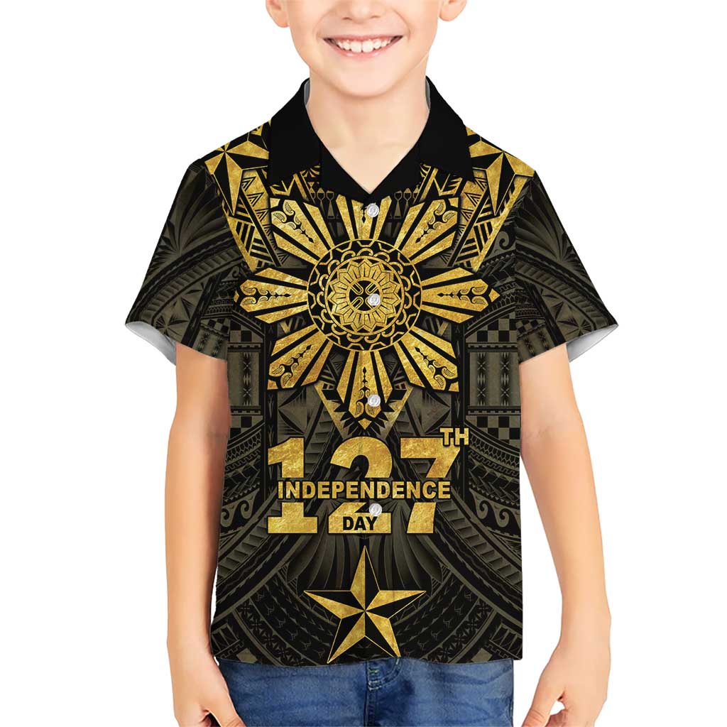Personalised Philippines Independence Day Kid Hawaiian Shirt Filipinos Sun Star Tribal LT05 Kid Gold - Polynesian Pride