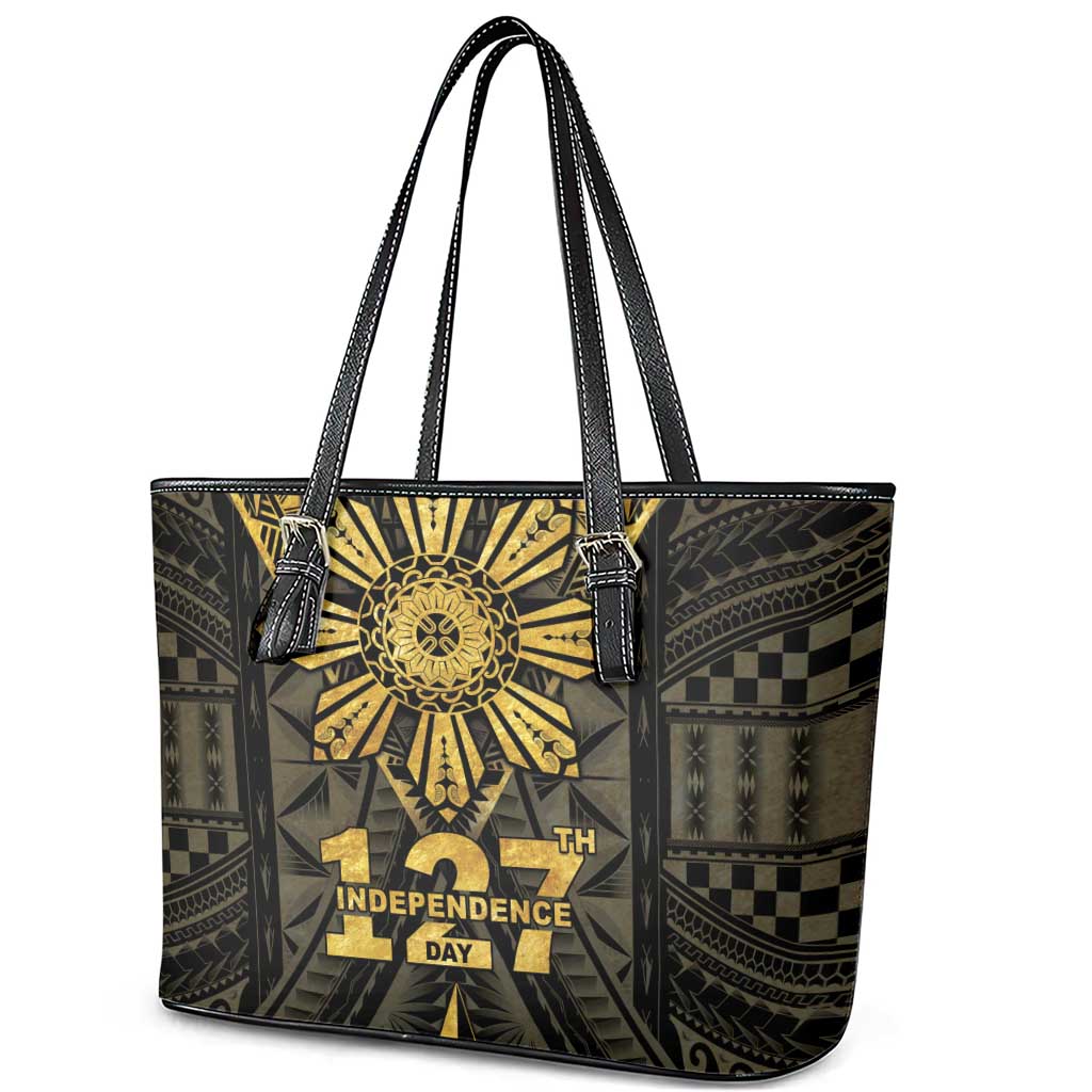 Philippines Independence Day Leather Tote Bag Filipinos Sun Star Tribal