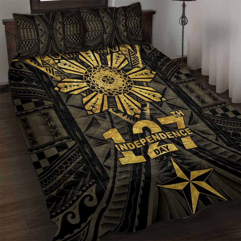 Philippines Independence Day Quilt Bed Set Filipinos Sun Star Tribal