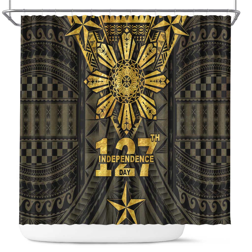 Philippines Independence Day Shower Curtain Filipinos Sun Star Tribal LT05 Gold - Polynesian Pride