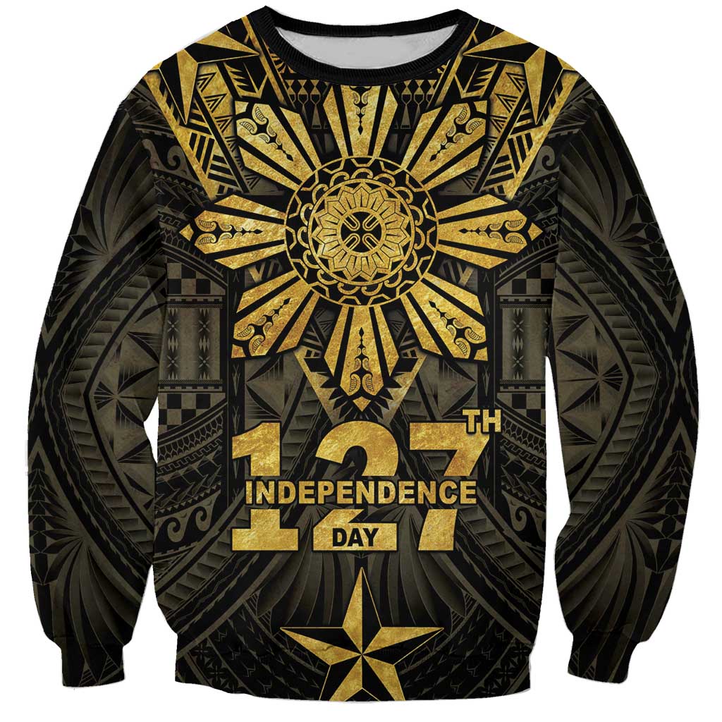Personalised Philippines Independence Day Sweatshirt Filipinos Sun Star Tribal LT05 Unisex Gold - Polynesian Pride