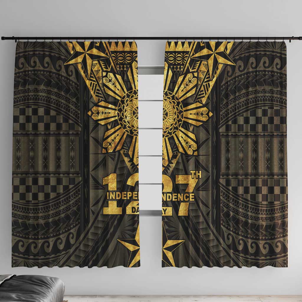 Philippines Independence Day Window Curtain Filipinos Sun Star Tribal LT05 With Hooks Gold - Polynesian Pride