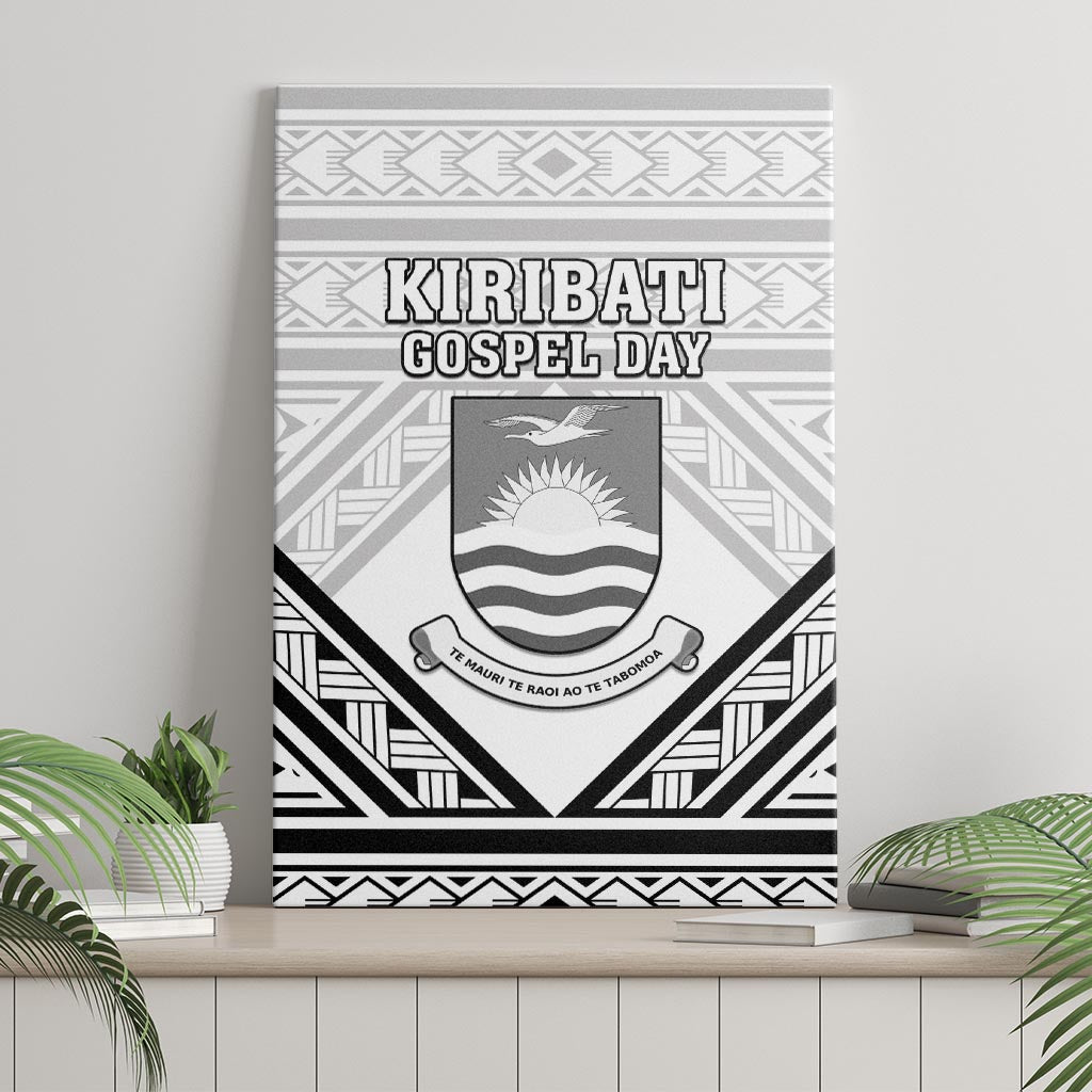 Kiribati Gospel Day Canvas Wall Art Coat Of Arms Polynesian Pattern