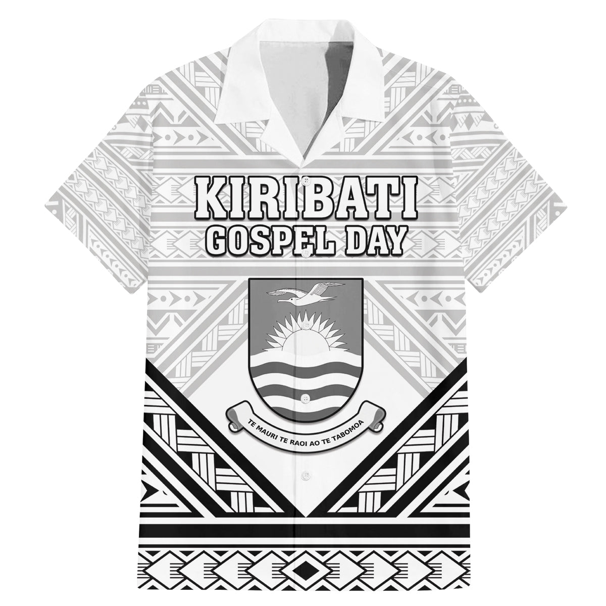 Personalised Kiribati Gospel Day Family Matching Mermaid Dress and Hawaiian Shirt Coat Of Arms Polynesian Pattern