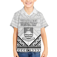 Personalised Kiribati Gospel Day Family Matching Short Sleeve Bodycon Dress and Hawaiian Shirt Coat Of Arms Polynesian Pattern