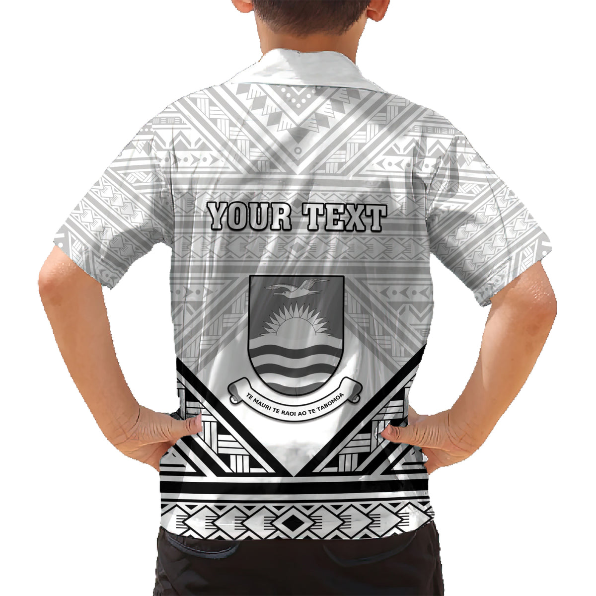 Personalised Kiribati Gospel Day Hawaiian Shirt Coat Of Arms Polynesian Pattern