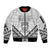 Personalised Kiribati Gospel Day Sleeve Zip Bomber Jacket Coat Of Arms Polynesian Pattern