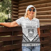 Personalised Kiribati Gospel Day Women Polo Shirt Coat Of Arms Polynesian Pattern