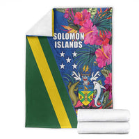 Solomon Islands Independence Day Blanket Coat Of Arms With Tropical Flowers