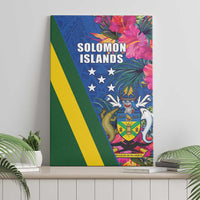 Solomon Islands Independence Day Canvas Wall Art Coat Of Arms With Tropical Flowers