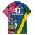 Solomon Islands Independence Day Family Matching Off Shoulder Short Dress and Hawaiian Shirt Coat Of Arms With Tropical Flowers