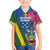 Solomon Islands Independence Day Family Matching Off Shoulder Short Dress and Hawaiian Shirt Coat Of Arms With Tropical Flowers