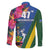 Solomon Islands Independence Day Family Matching Summer Maxi Dress and Hawaiian Shirt Coat Of Arms With Tropical Flowers