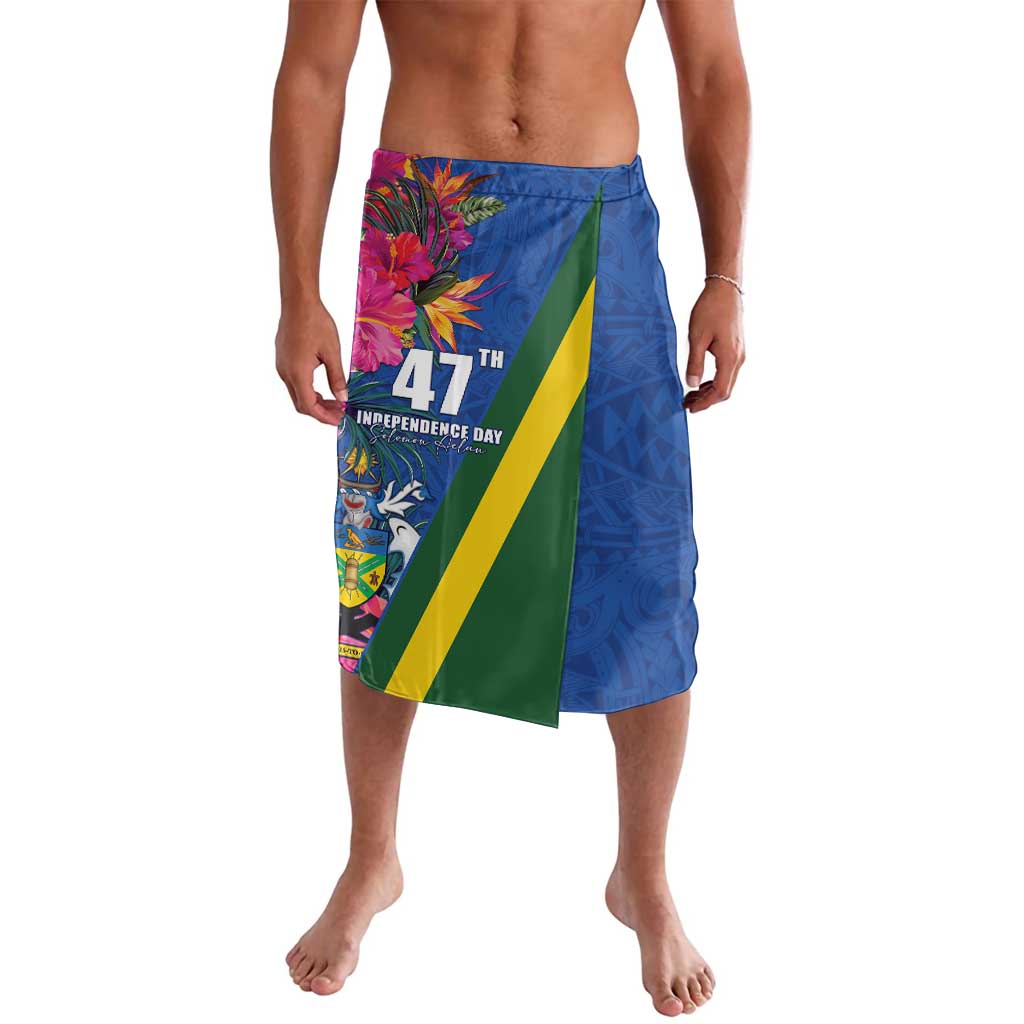 Solomon Islands Independence Day Lavalava Coat Of Arms With Tropical Flowers