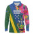 Solomon Islands Independence Day Long Sleeve Polo Shirt Coat Of Arms With Tropical Flowers