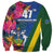 Solomon Islands Independence Day Sweatshirt Coat Of Arms With Tropical Flowers