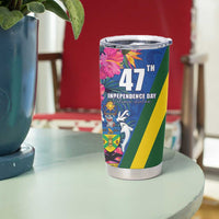 Solomon Islands Independence Day Tumbler Cup Coat Of Arms With Tropical Flowers LT05 - Polynesian Pride