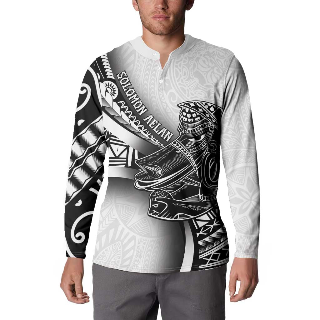 Solomon Islands Nguzunguzu Button Sweatshirt Polynesian Tribal Pattern