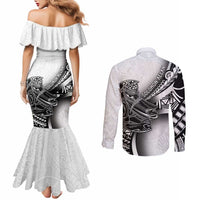 Solomon Islands Nguzunguzu Couples Matching Mermaid Dress and Long Sleeve Button Shirt Polynesian Tribal Pattern