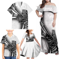 Solomon Islands Nguzunguzu Family Matching Off Shoulder Maxi Dress and Hawaiian Shirt Polynesian Tribal Pattern