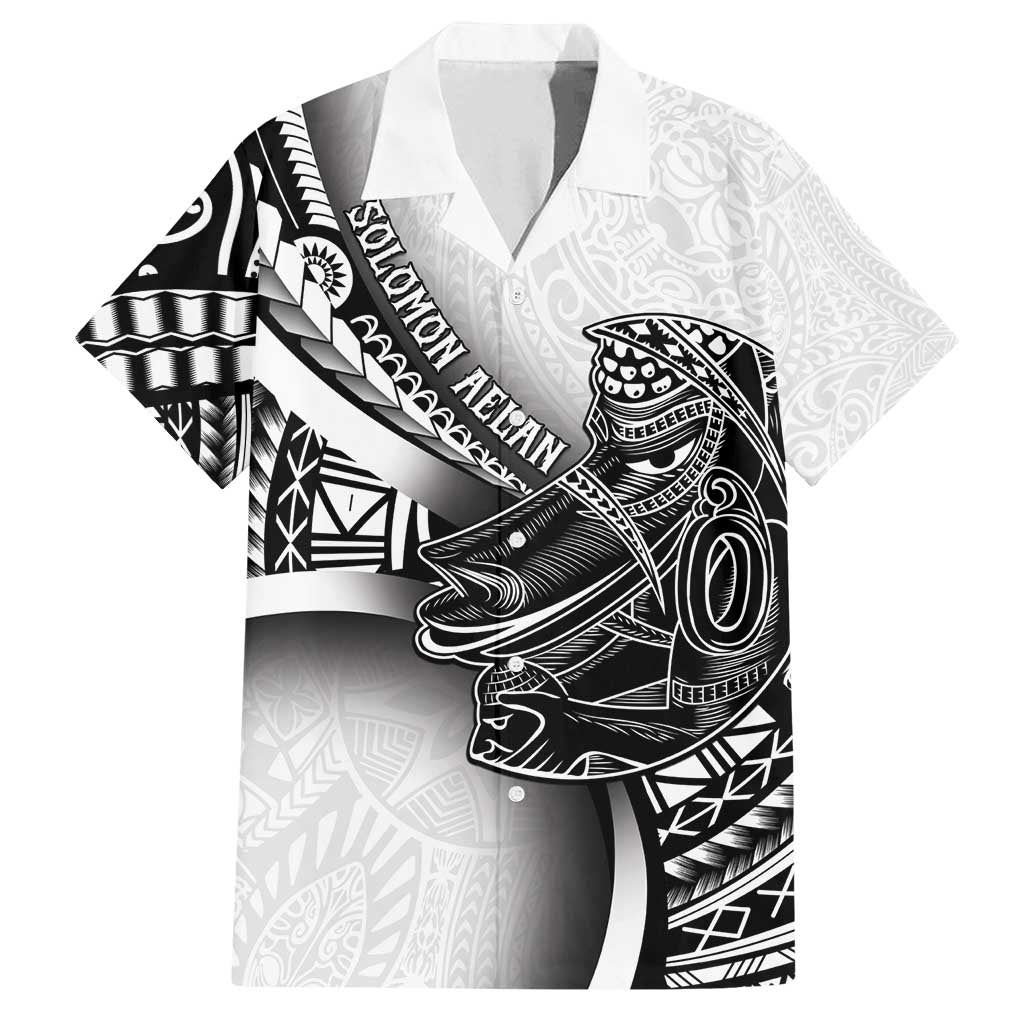 Solomon Islands Nguzunguzu Family Matching Puletasi and Hawaiian Shirt Polynesian Tribal Pattern LT05 Dad's Shirt - Short Sleeve White - Polynesian Pride