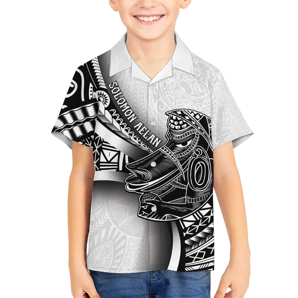 Solomon Islands Nguzunguzu Family Matching Puletasi and Hawaiian Shirt Polynesian Tribal Pattern LT05 Son's Shirt White - Polynesian Pride