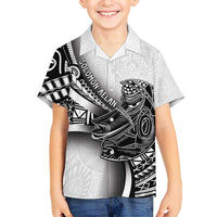 Solomon Islands Nguzunguzu Family Matching Puletasi and Hawaiian Shirt Polynesian Tribal Pattern LT05 Son's Shirt White - Polynesian Pride