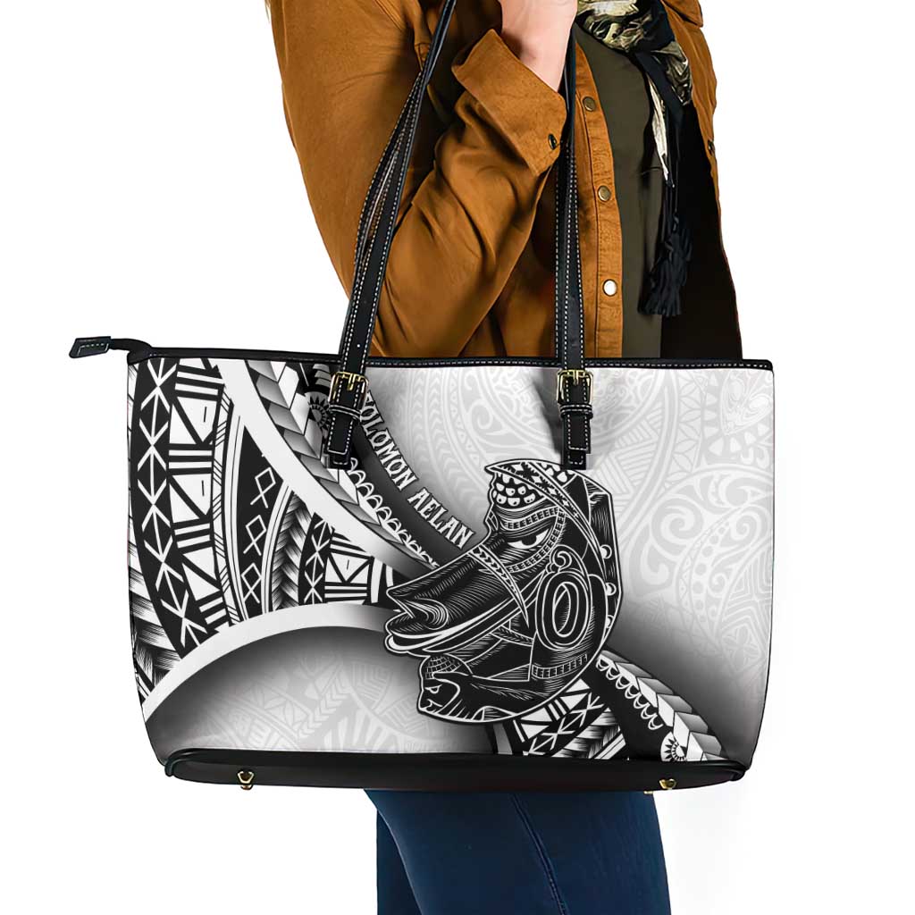 Solomon Islands Nguzunguzu Leather Tote Bag Polynesian Tribal Pattern