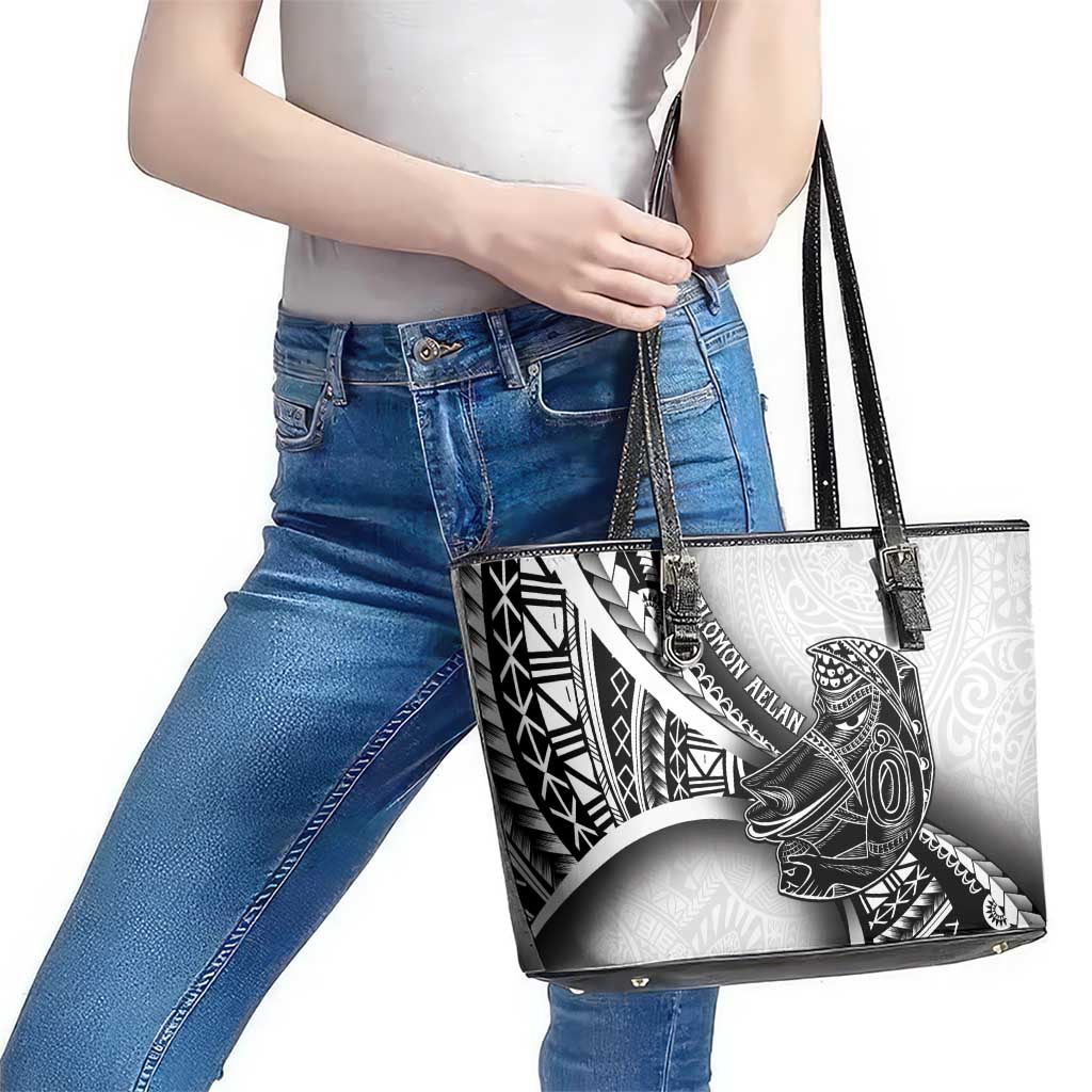 Solomon Islands Nguzunguzu Leather Tote Bag Polynesian Tribal Pattern