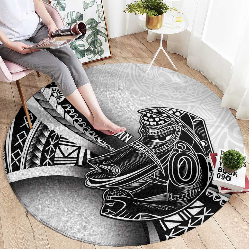 Solomon Islands Nguzunguzu Round Carpet Polynesian Tribal Pattern