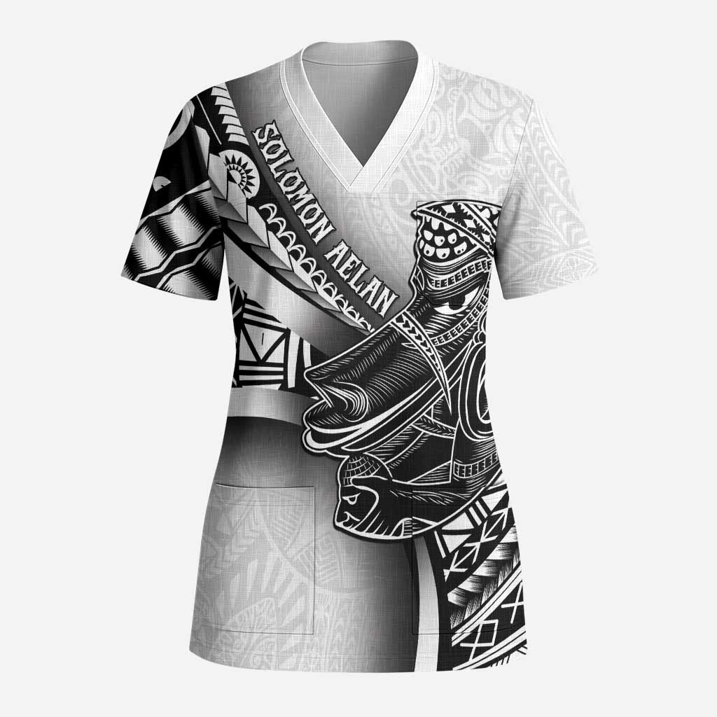 Solomon Islands Nguzunguzu Scrub Top Polynesian Tribal Pattern - Polynesian Pride