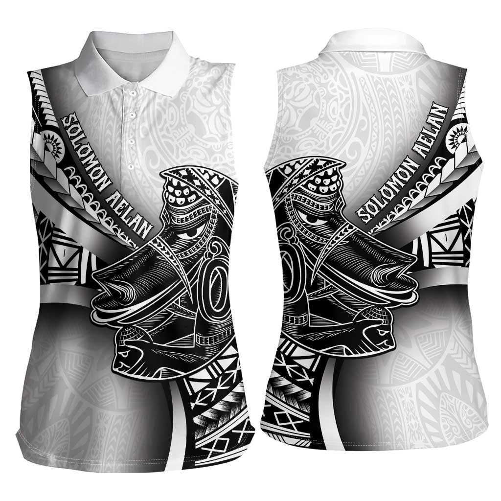 Solomon Islands Nguzunguzu Women Sleeveless Polo Shirt Polynesian Tribal Pattern