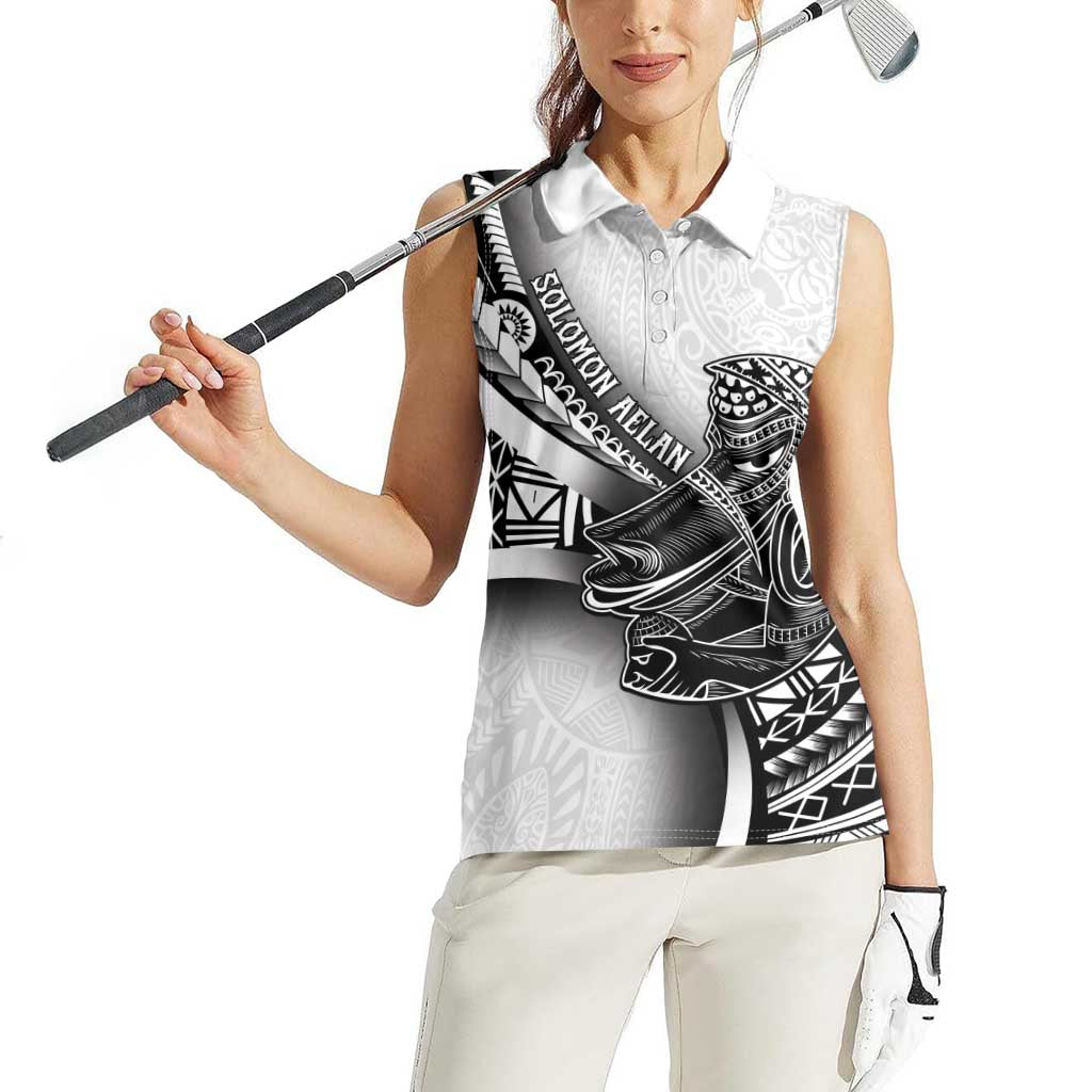 Solomon Islands Nguzunguzu Women Sleeveless Polo Shirt Polynesian Tribal Pattern