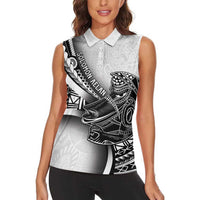 Solomon Islands Nguzunguzu Women Sleeveless Polo Shirt Polynesian Tribal Pattern