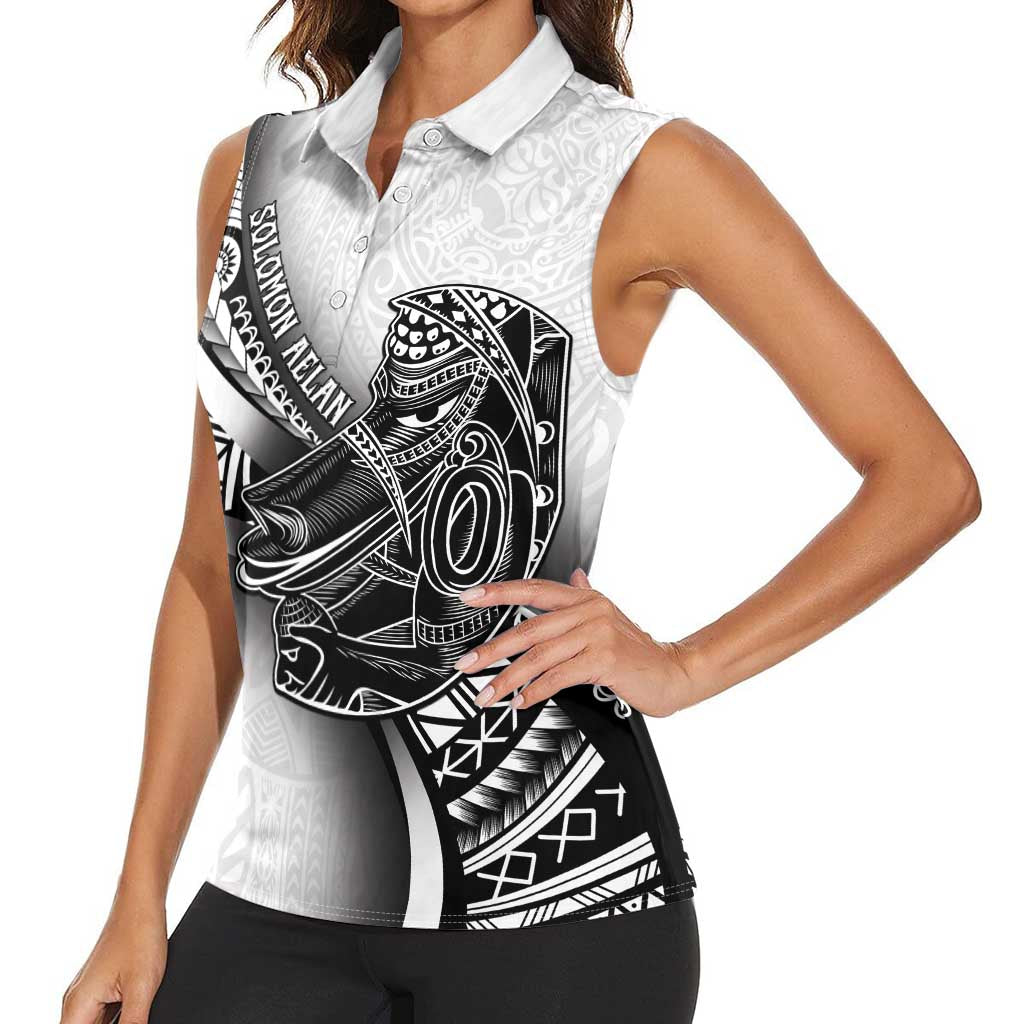 Solomon Islands Nguzunguzu Women Sleeveless Polo Shirt Polynesian Tribal Pattern