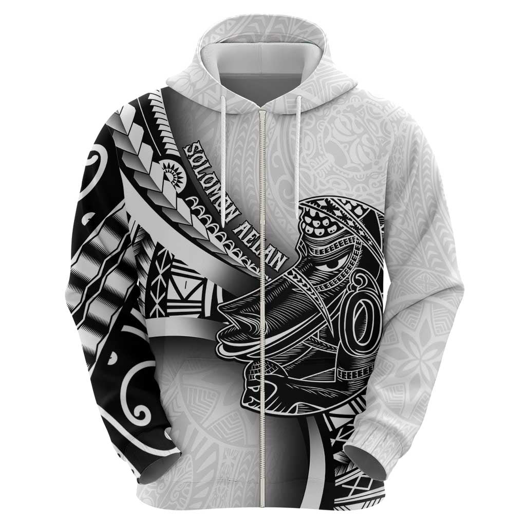 Solomon Islands Nguzunguzu Zip Hoodie Polynesian Tribal Pattern