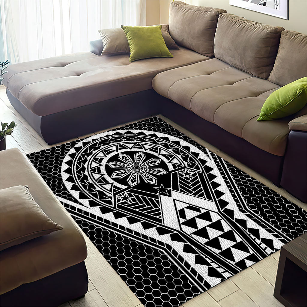 Philippines Batok Tribal Inspired Tattoo Black Area Rug LT05 - Polynesian Pride